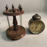 Antique Mahogany thread holder together with The Ansonia alarm clock (In a working condition)