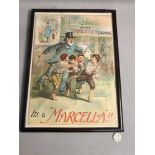 A Rare Original Marcella Cigars advertisement poster framed