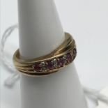 9ct gold Diamond & Ruby ring. Size L.