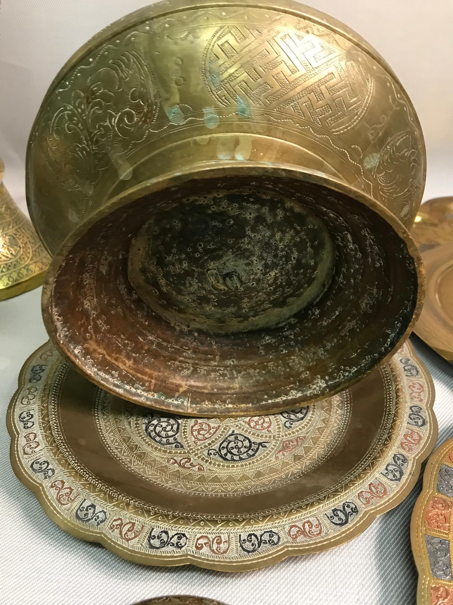 A Lot of 19th & 20th century Persian and Indian ornate brass wares - Image 6 of 6