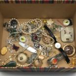 A Box of costume jewellery and watches which includes Rolled Gold jewellery