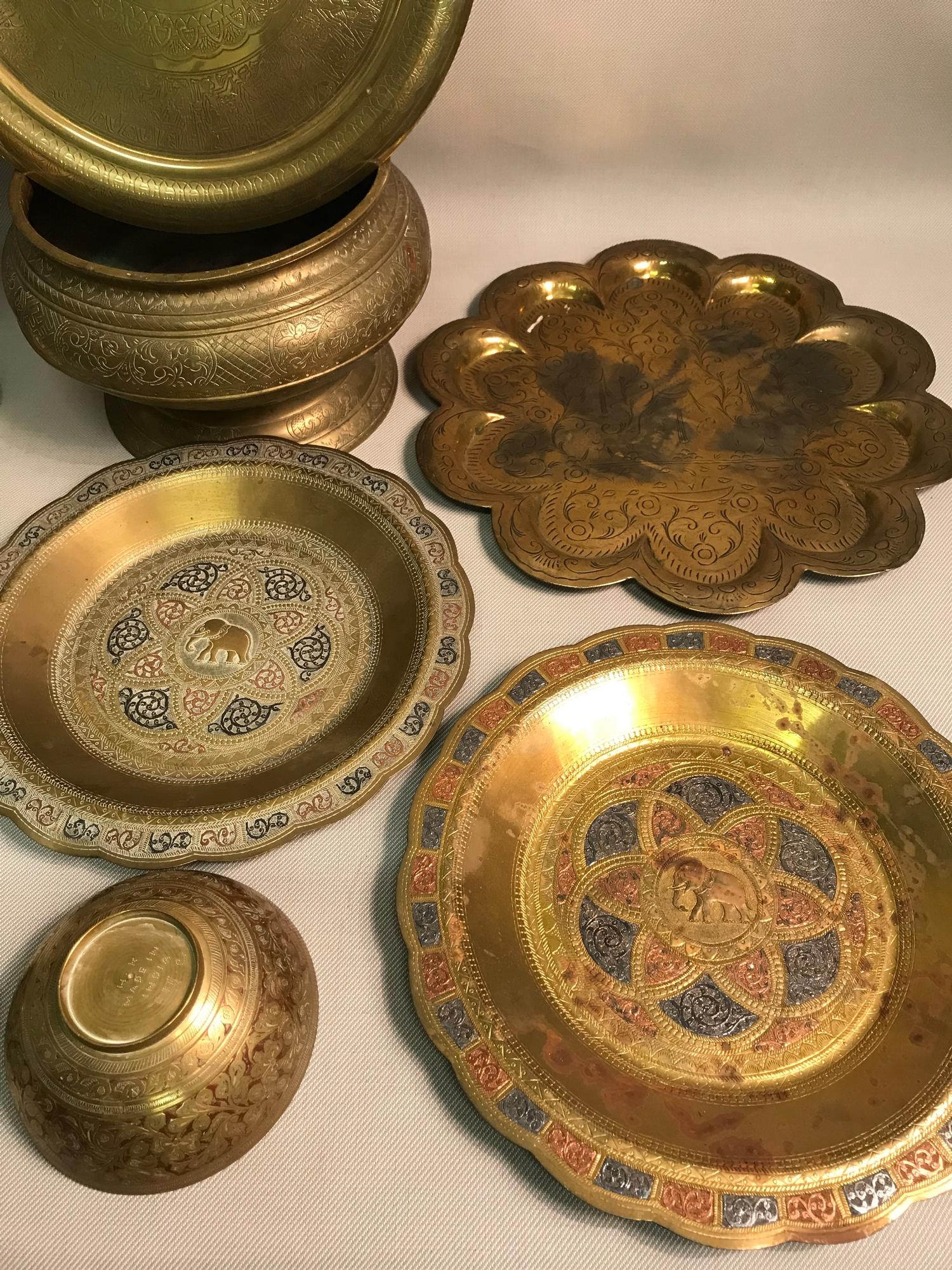 A Lot of 19th & 20th century Persian and Indian ornate brass wares - Image 4 of 6
