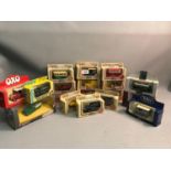 A collection of boxed model vehicles largely consisting of Lledo 'Days Gone', together with two