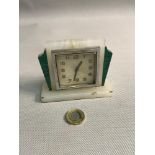 Small Art Deco onyx and Malachite clock frame with fitted Hamilton & Inches Edinburgh time piece