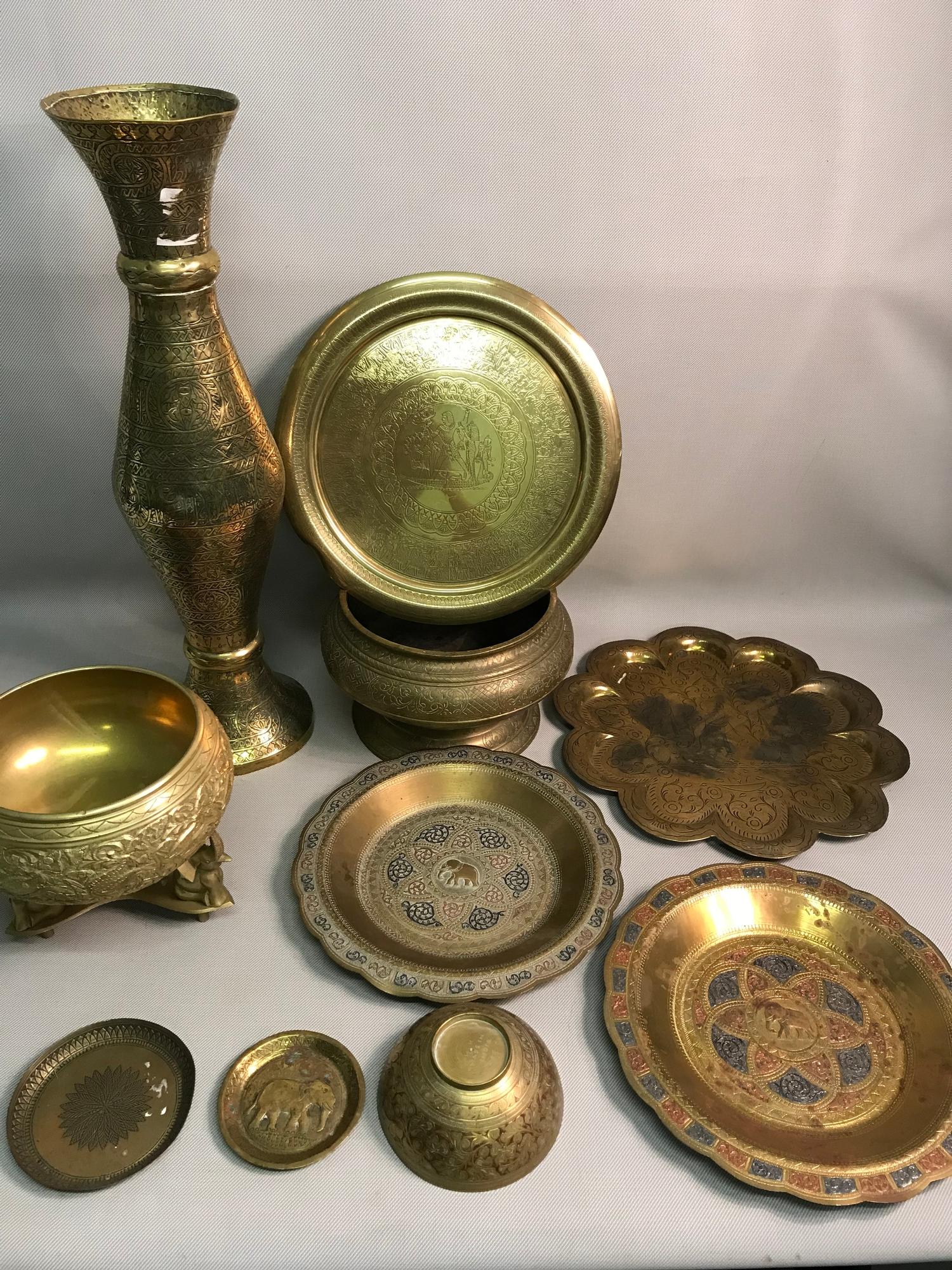 A Lot of 19th & 20th century Persian and Indian ornate brass wares