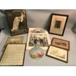 A mixed lot to include, 'The Illustrated London News' newspaper, framed black & white pictures &