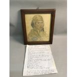 Original WW2 drawing of German Major Hermann Buchner, signed by the artist and dated 1940, Fitted