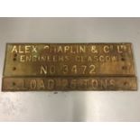 An early 1900's heavy cast iron train turn table sign "Alex Chaplin & Co Ltd Engineers Glasgow