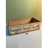 A Vintage advertising wooden box for Inman's Superior London Toilet Soaps, Measures 11x36x19cm