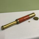 A 19th century brass and mahogany two pull scope, Engraved with maker Spencer Browning & Rust