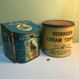 Two large vintage advertising Toffee Tins, N.V.Van Melle's Toffee tin & Horner's Cream Toffee tin,