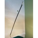 An antique horse riding crop with ivory handle, engraving 'M.S, 1709'