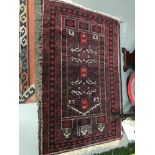 Antique Hand made Aztec style rug, Measures 144x94cm