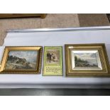 A Lot of two Antique oil paintings and Dogs prayer wall hanger, One painting signed R. Tompson.