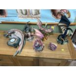 A Lot of collectable dragon and wizard figures, Makers Enchantica and Leonardo collection.