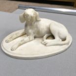 Antique Marble whippet dog sculpture, As Found. Measures 11x22x14cm