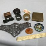 An Assortment of collectable odds which includes Sterling silver and horn napkin ring, Victorian