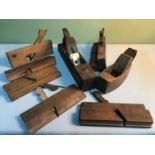 A Quantity of vintage wooden joiners planes which includes A.Mathieson & Sons plane.