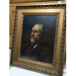 An Victorian portrait oil painting on canvas of a gentleman, Fitted within a gilt frame, Unknown