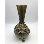 A Late 19th century Majolica flower design vase, Vase measures 28cm in height