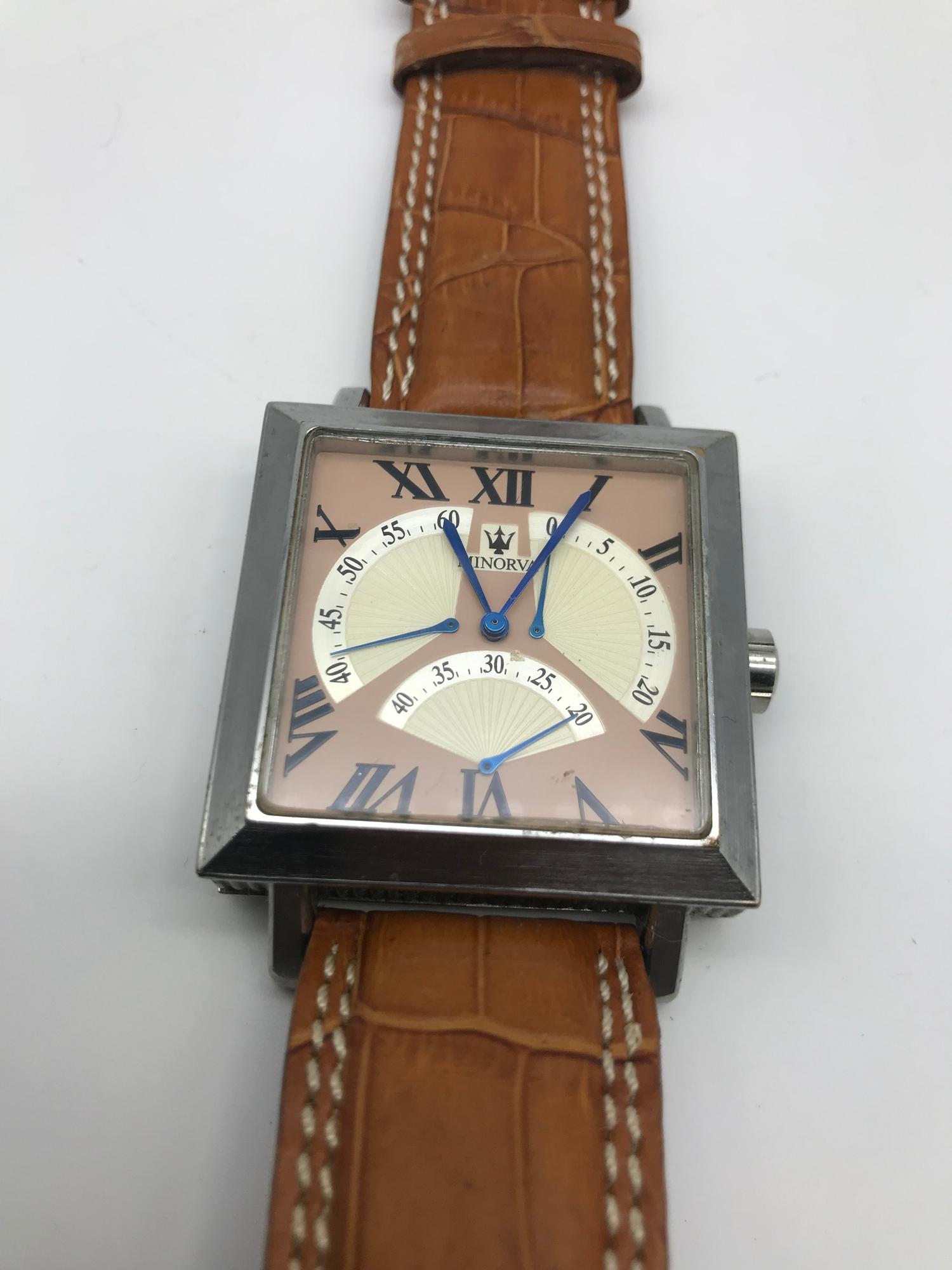Minorva 3 flyback second hands automatic watch, Working - Image 2 of 3