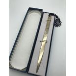 Sheffield solid silver letter opener with box by Carr's of Sheffield Ltd.