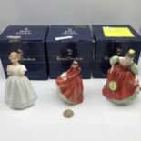 A Lot of 3 Royal Doulton figurines, HN 3044 Catherine, HN 3208 Emma & HN 2434 Fair Maiden all with