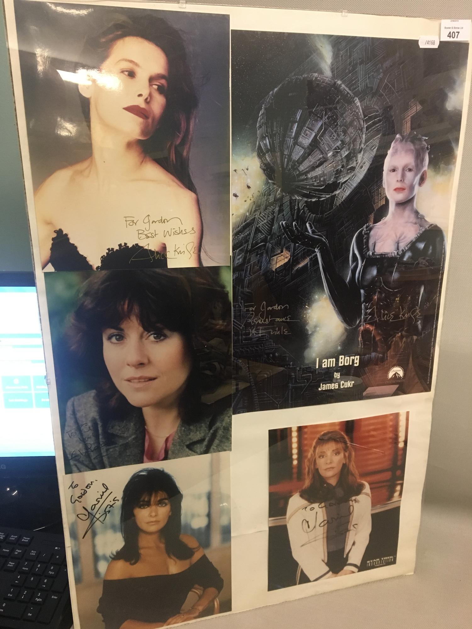 A Collection of Star Trek Next Generation Signed Photos to include a signed Paramount I am Borg film