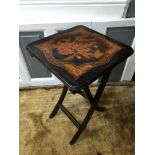 An early 1900's arts and crafts poker work folding side table.