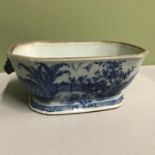 A Victorian oriental blue and white scene serving dish