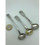 Two Victorian Aberdeen silver small ladle spoons together with silver plated Aberdeen ladle spoon.