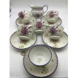 A 18th century Newhall China tea set, Hand painted with shell and floral design