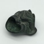 An antique Japanese bronze ink well/ censor pot, signed to the base. Measures 2.5x6x5.7cm