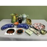 A Selection of collectable porcelain which includes Quimper two handle bowl, Two Wedgwood serving