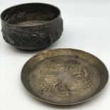 A Lot of two Indian silver items, Dish and small tray.