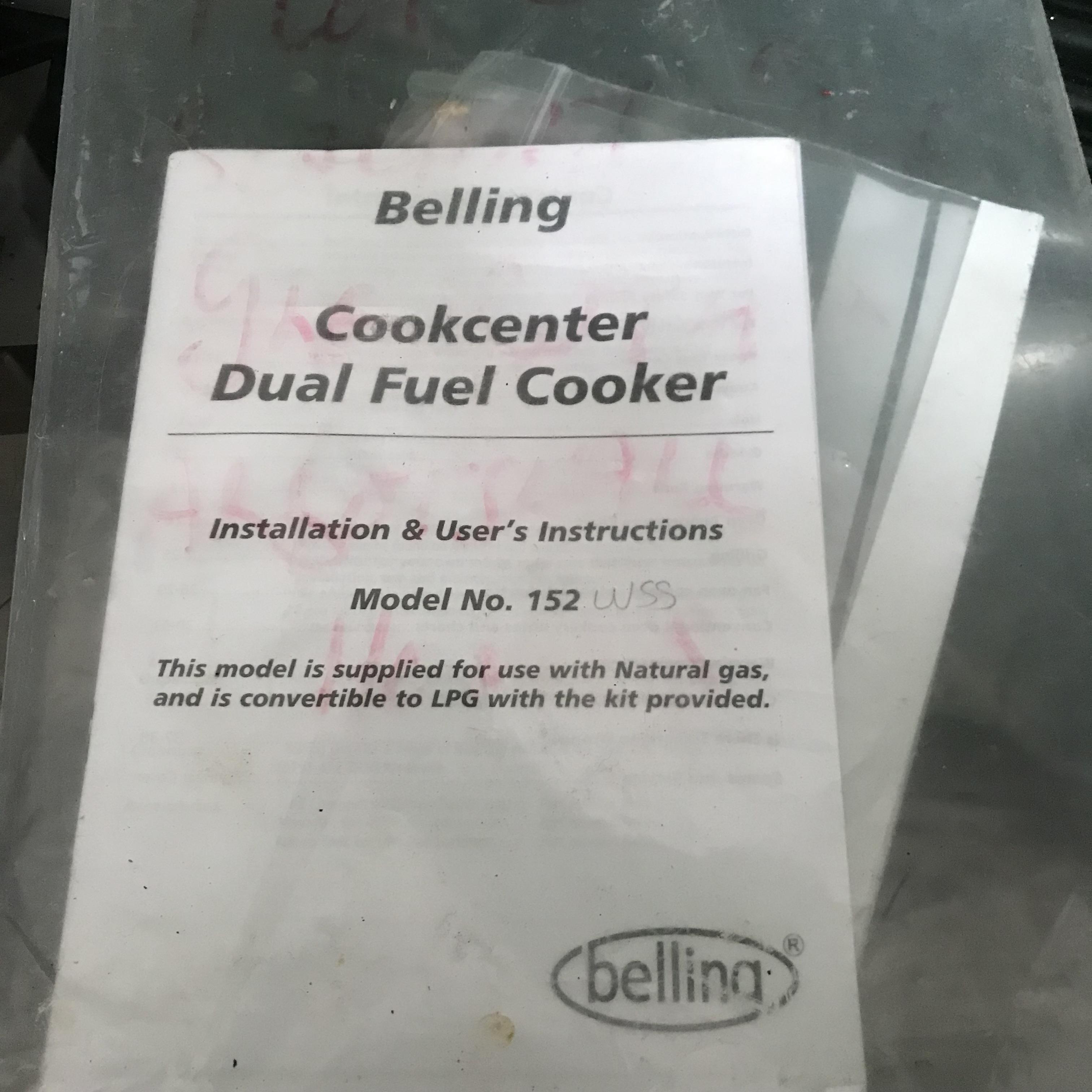 Belling dual fuel cooker (gas) stainless steel front, glass lift top, instructions and comes with Be - Image 2 of 3