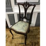 A Lovely Edwardian bedroom chair supported on Cabriole legs