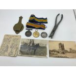 A Lot of military items which includes 3 WW1 MEDALS, Trench art wall hanger, Thomas Rodger & Co