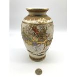 A 20th century Japanese Satsuma hand painted samurai figure vase, Signed with artists signature to