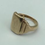 A Heavy 9ct gold signet ring, Ring size N 1/2, Weighs 10.44grams