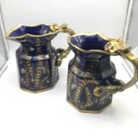 A Pair of Victorian Masons Ironstone oriental design water jugs, Designed with gilt dragon handle