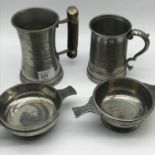 A Lot of four presentation pewter items, all are presented to Jim Leishman Former Manager of