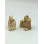 A Lot of two 19th century Meiji period hand carved netsuke figures, Tallest measures 4.5cm in height