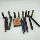 A Selection of various fountain pens, which includes 4 Parkers, Swan with 14ct gold nib, Stephens,