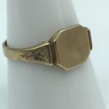 A Birmingham 9ct gold signet ring, Size O1/2. Weighs 2.34grams