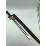 1907 pattern bayonet marked 10 Leicestershire, Made by S. Anderson, Scabbard dated 1915.