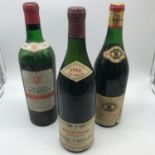 A Lot of three 1960's wines bottled, Chateau Bellegrave St. Emilion dated 1961, 1964 Nuits St.