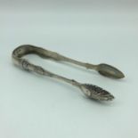 Victorian Glasgow silver sugar tongs.