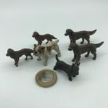 A lot of 6 Antique cold painted bronze dog figures, Includes Bull dog.
