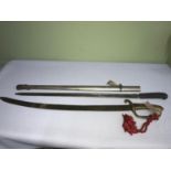 Military Dress sabre together with Gardiner & Co- Glasgow infantry sword & scabbard, No cross guard.